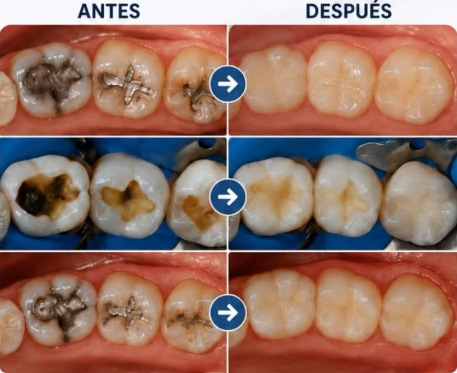 Caso de transformacion dental antes y despues del tratamiento en consultorio Aletan